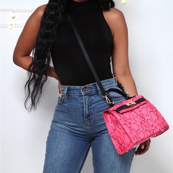 Pink Snakeskin Crossbody Purse - Picture 3 of 9